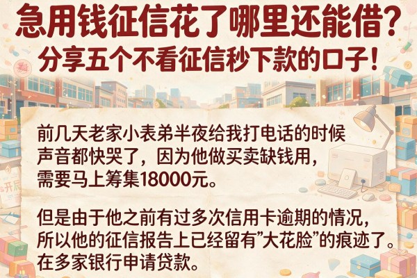 急用钱征信花了哪里还能借？分享五个不看征信秒下款的口子！
