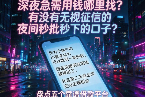 深夜急需用钱哪里找？有没有无视征信的夜间秒批秒下的口子？盘点五个靠谱借款平台
