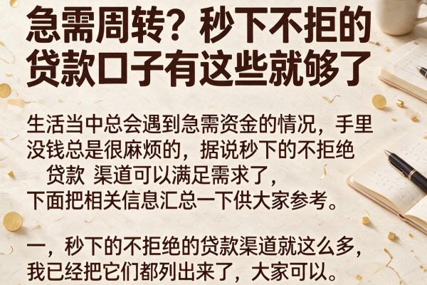 急需周转？秒下不拒的贷款口子有这些就够了