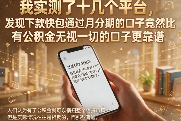 我实测了十几个平台，发现下款快包通过月分期的口子竟然比有公积金无视一切的口子更靠谱