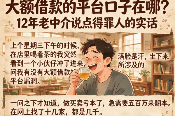 大额借款的平台口子在哪?12年老中介说点得罪人的实话