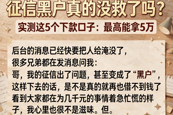 征信黑户真的没救了吗？实测这5个下款口子，最高能拿5万