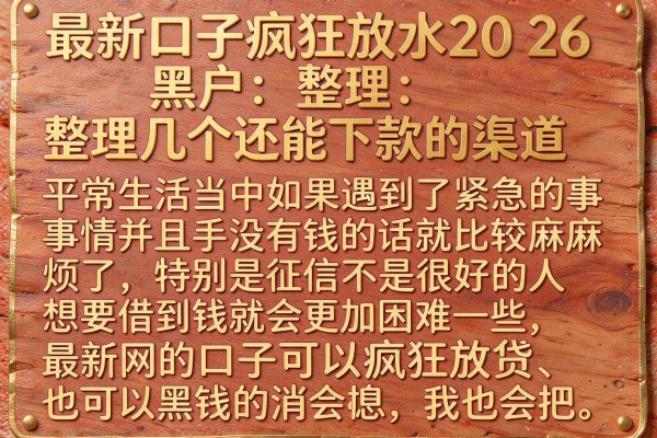 最新口子疯狂放水2026黑户：整理几个还能下款的渠道