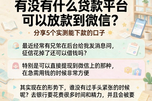 有没有什么贷款平台可以放款到微信？分享5个实测能下款的口子