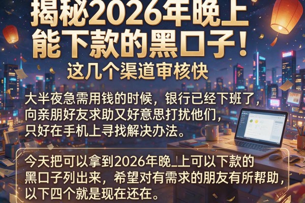 揭秘2026年晚上能下款的黑口子，这几个渠道审核快