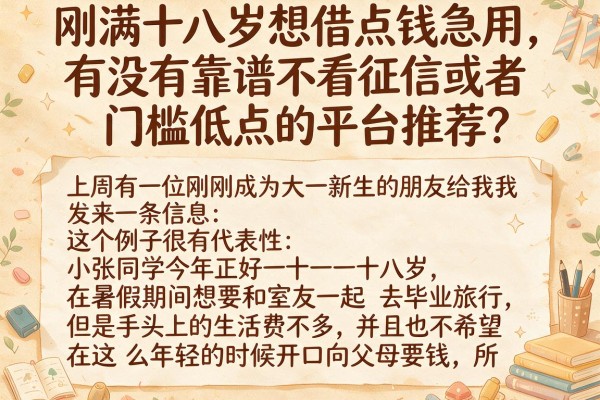 刚满十八岁想借点钱急用，有没有靠谱不看征信或者门槛低点的平台推荐？