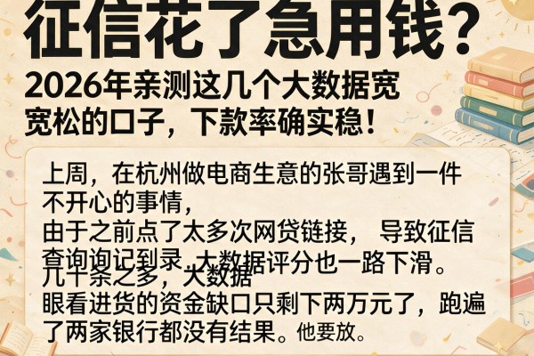 征信花了急用钱?2026年亲测这几个大数据宽松的口子,下款率确实稳!