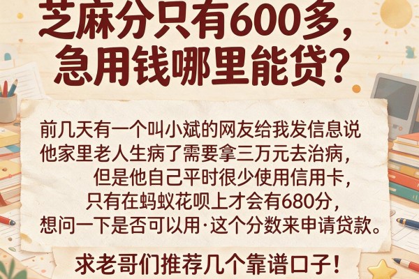 芝麻分只有600多，急用钱哪里能贷？求老哥们推荐几个靠谱口子！