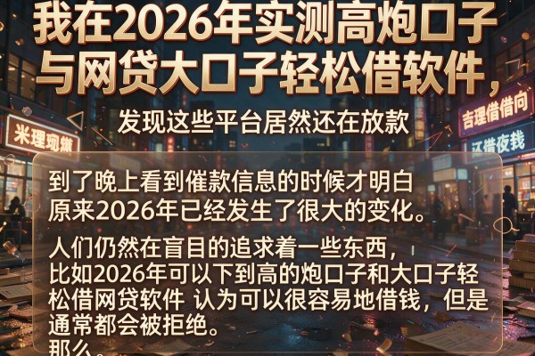 我在2026年实测高炮口子与网贷大口子轻松借软件，发现这些平台居然还在放款