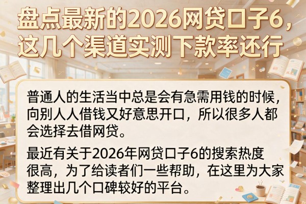 盘点最新的2026网贷口子6，这几个渠道实测下款率还行