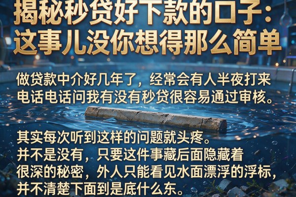 揭秘秒贷好下款的口子：这事儿没你想得那么简单