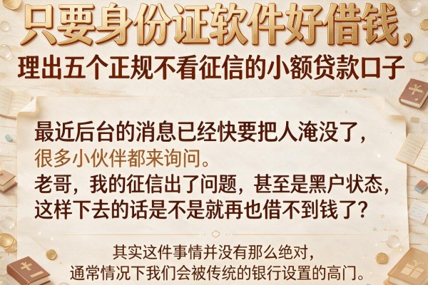 只要身份证软件好借钱,理出五个正规不看征信的小额贷款口子