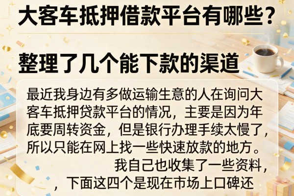 大客车抵押借款平台有哪些？整理了几个能下款的渠道