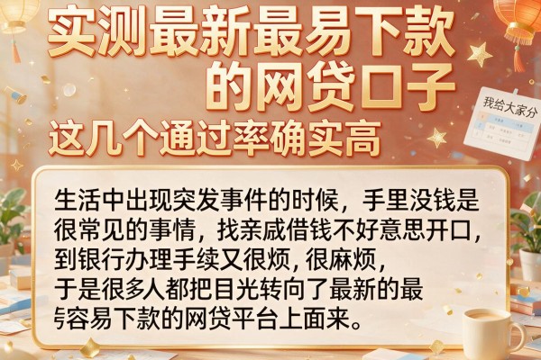 实测最新最易下款的网贷口子，这几个通过率确实高