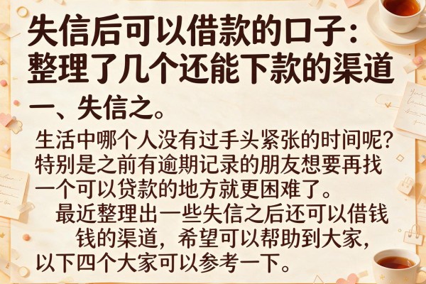失信后可以借款的口子：整理了几个还能下款的渠道