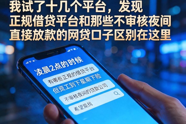 我试了十几个平台，发现正规借贷平台和那些不审核夜间直接放款的网贷口子区别在这里