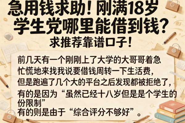 急用钱求助！刚满18岁学生党哪里能借到钱？求推荐靠谱口子！