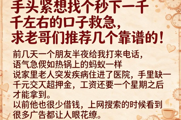 手头紧想找个秒下一千左右的口子救急，求老哥们推荐几个靠谱的！
