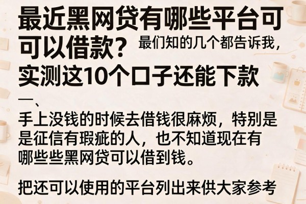 最近黑网贷有哪些平台可以借款？实测这10个口子还能下款