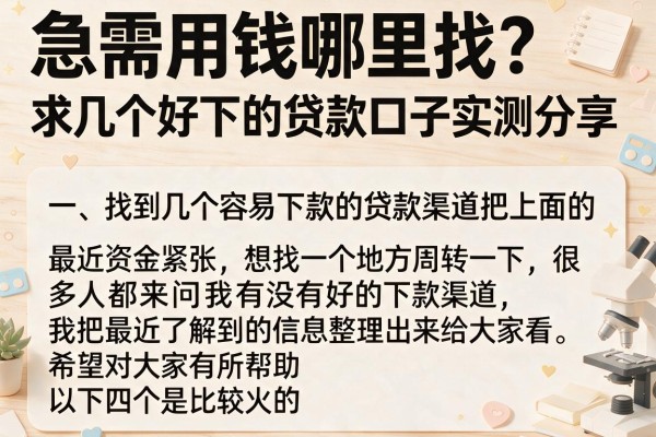 急需用钱哪里找？求几个好下的贷款口子实测分享