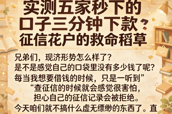 实测五家秒下的口子三分钟下款，征信花户的救命稻草