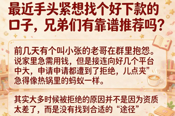 最近手头紧想找个好下款的口子，兄弟们有靠谱推荐吗？