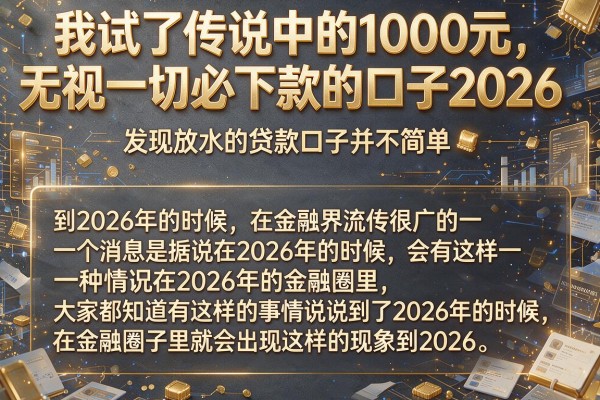 我试了传说中的1000元无视一切必下款的口子2026，发现放水的贷款口子并不简单