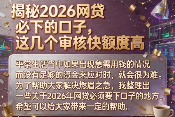 揭秘2026网贷必下的口子，这几个审核快额度高