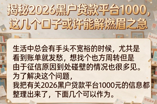 揭秘2026黑户贷款平台1000，这几个口子或许能解燃眉之急