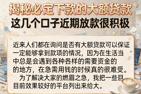 揭秘必定下款的大额贷款，这几个口子近期放款很积极