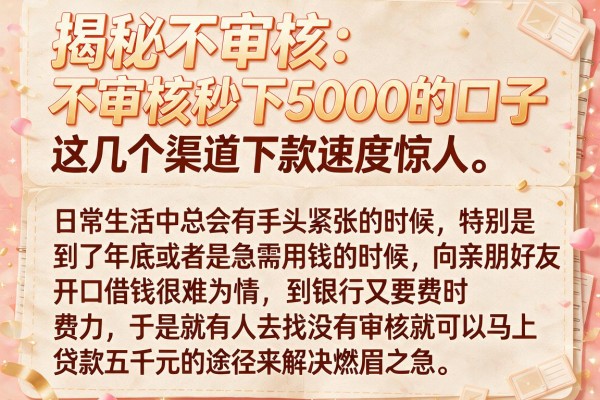 揭秘不审核秒下5000的口子，这几个渠道下款速度惊人