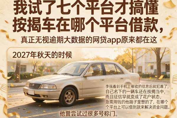 我试了七个平台才搞懂按揭车在哪个平台借款，真正无视逾期大数据的网贷app原来都在这