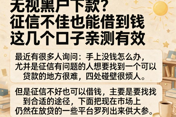 无视黑户下款？征信不佳也能借到钱这几个口子亲测有效