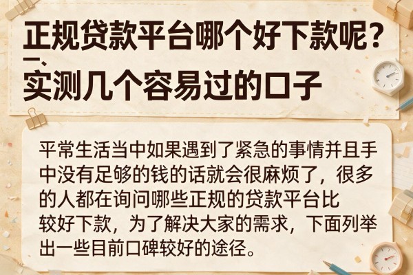 正规贷款平台哪个好下款呢？实测几个容易过的口子
