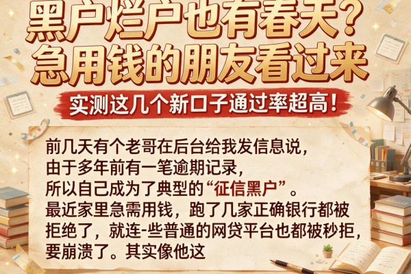 黑户烂户也有春天？急用钱的朋友看过来，实测这几个新口子通过率超高！