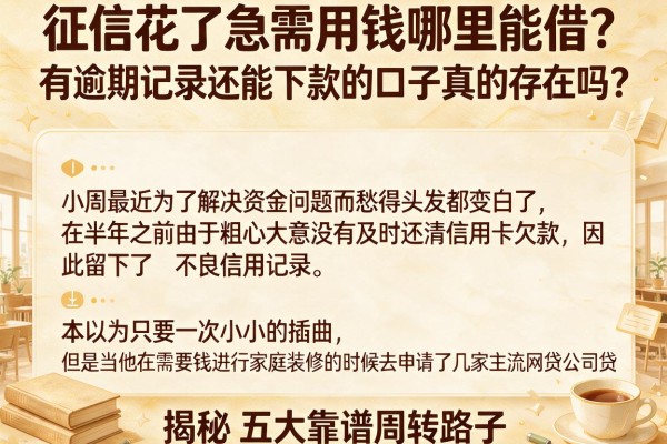 征信花了急需用钱哪里能借？有逾期记录还能下款的口子真的存在吗？揭秘五大靠谱周转路子