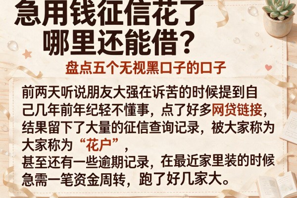 急用钱征信花了哪里还能借？盘点五个无视黑口子的口子