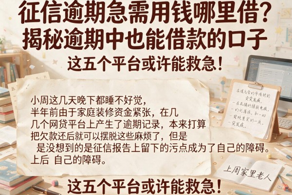 征信逾期急需用钱哪里借？揭秘逾期中也能借款的口子，这五个平台或许能救急！