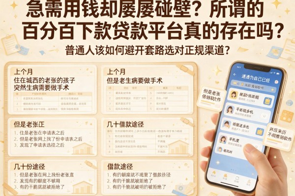 急需用钱却屡屡碰壁？所谓的百分百下款贷款平台真的存在吗？普通人该如何避开套路选对正规渠道？