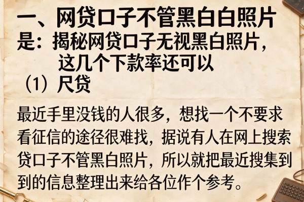 揭秘网贷口子无视黑白照片，这几个下款率还可以