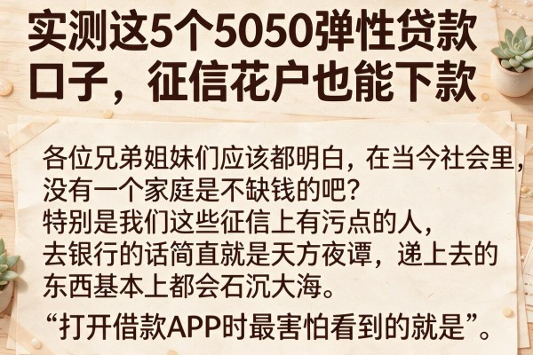 实测这5个5050弹性贷款口子，征信花户也能下款