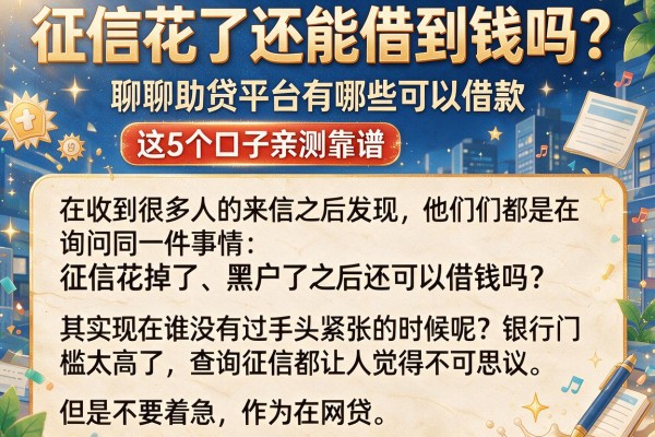 征信花了还能借到钱吗？聊聊助贷平台有哪些可以借款，这5个口子亲测靠谱