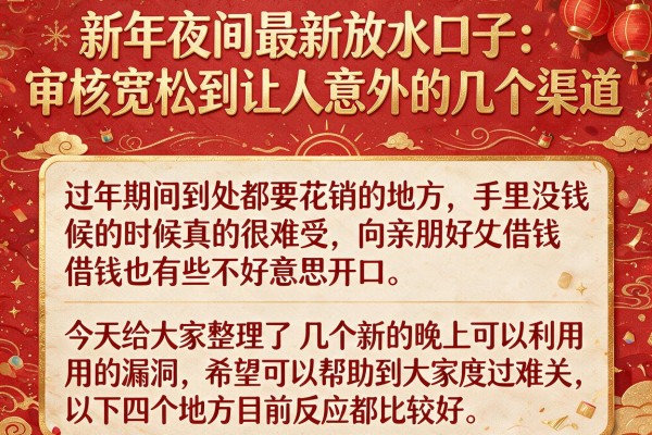 新年夜间最新放水口子：审核宽松到让人意外的几个渠道