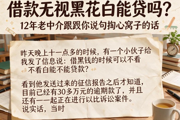 借款无视黑花白能贷吗?12年老中介跟你说句掏心窝子的话