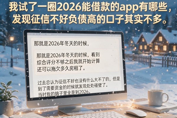 我试了一圈2026能借款的app有哪些，发现征信不好负债高的口子其实不多
