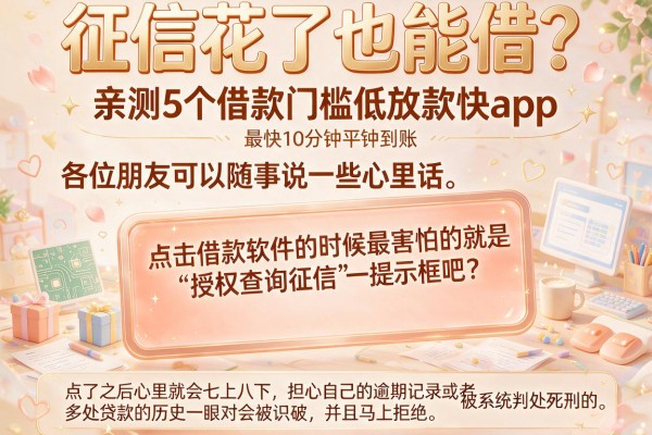 征信花了也能借？亲测5个借款门槛低放款快app，最快10分钟到账