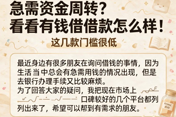 急需资金周转？看看有钱借借款怎么样，这几款门槛很低