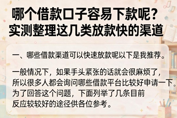 哪个借款口子容易下款呢？实测整理这几类放款快的渠道
