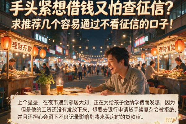 手头紧想借钱又怕查征信？求推荐几个容易通过不看征信的口子！