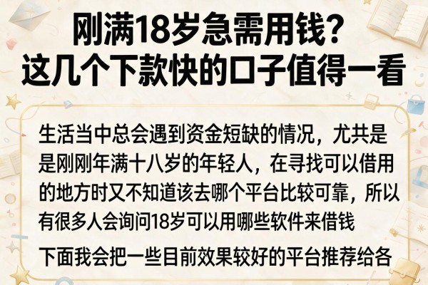 刚满18岁急需用钱？这几个下款快的口子值得一看